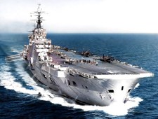 ROYAL NAVY AIRCRAFT CARRIER HMS EAGLE AT SPEED
