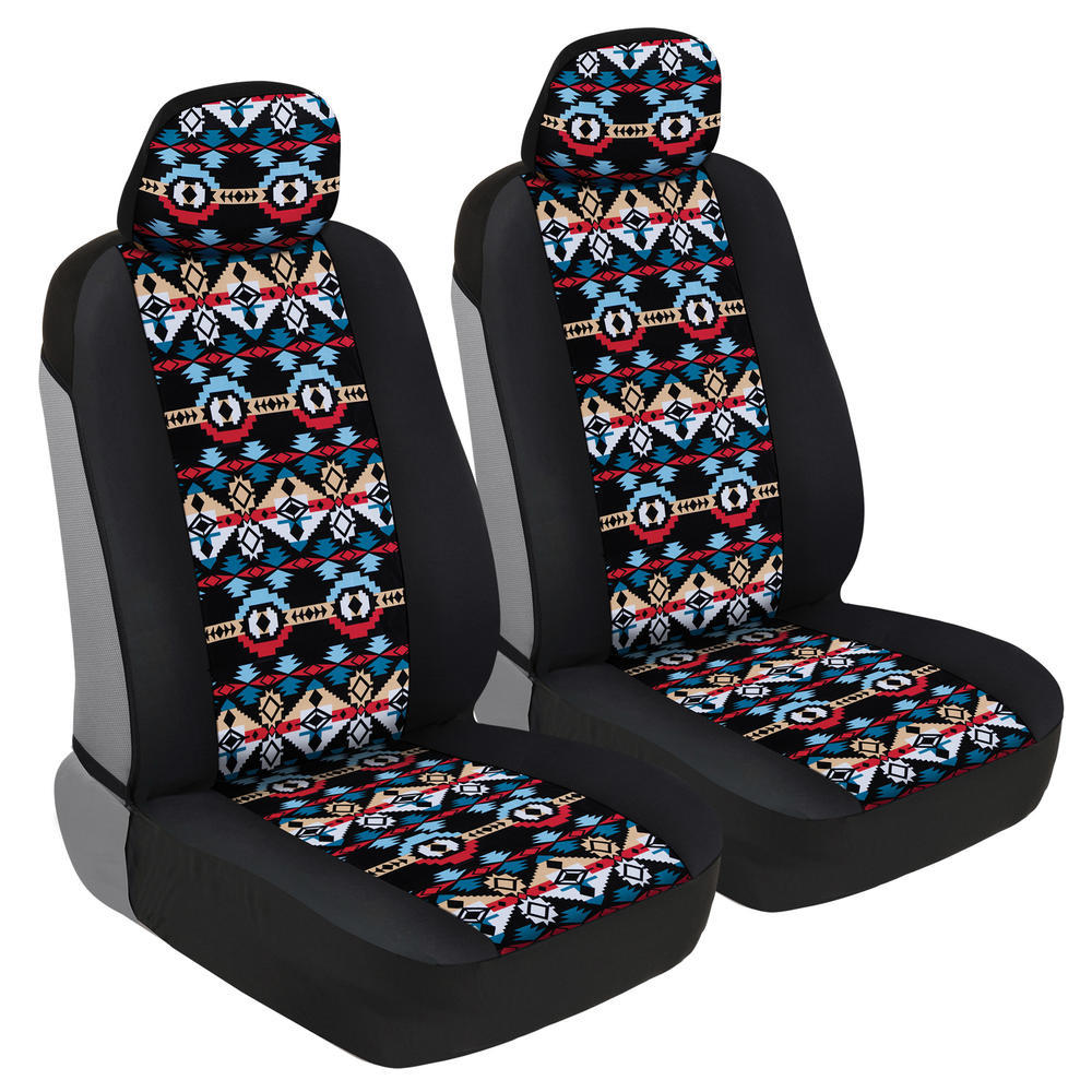 Colorful Aztec Indian Pattern Front Car Seat Covers - Soft