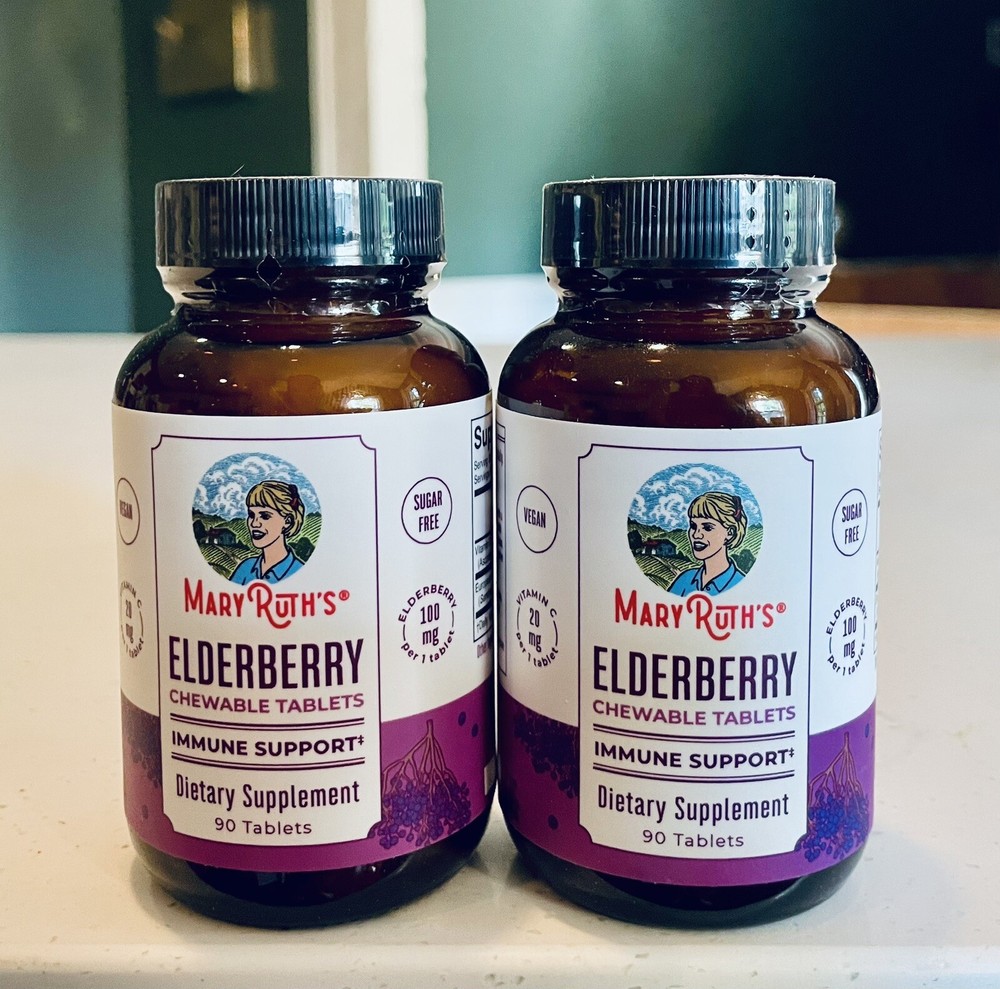 2x Mary Ruth's Chewable Elderberry Tablets Immune 90 tablets ex 2025