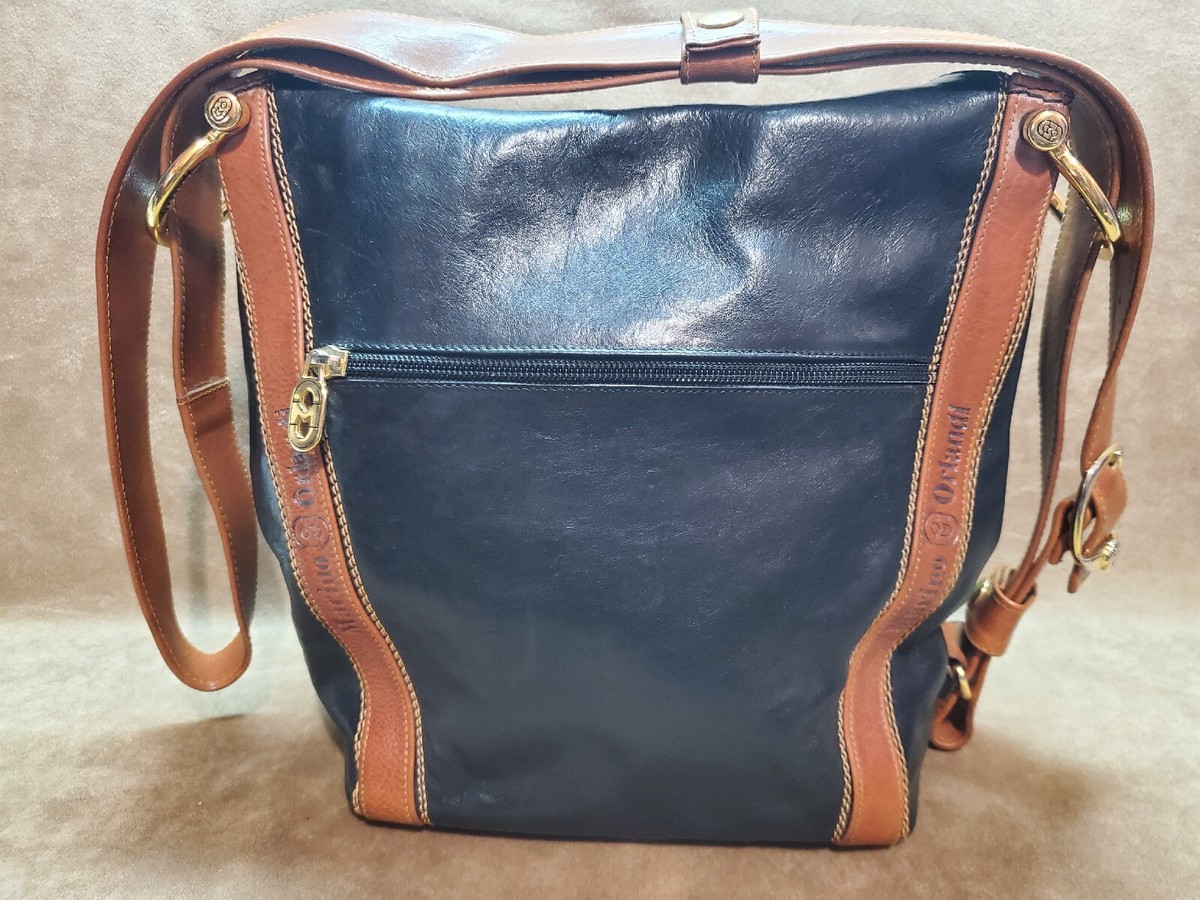 Marino Orlandi Genuine Leather Black & Brown Large Shoulder 