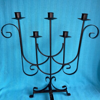 Rare Gothic Witchery Witch Black Cauldron Wiccan Candelabra 18'' Holds 5  ct7j1