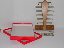 Vintage 'MADE IN TAIWAN' Wood  Brass CLOSET or WALL Tie Rack  
