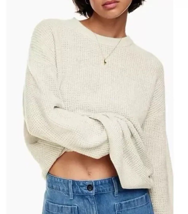 Aritzia Wilfred Free Hillside Wool Blend Sweater Sz Small Heather Birch  Bouleau