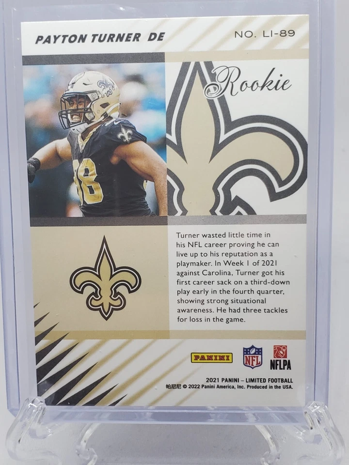 2021 NFL Panini Limited PAYTON TURNER 2000 Tribute Rookie LI-89 SAINTS RC  - Image 2 of 2