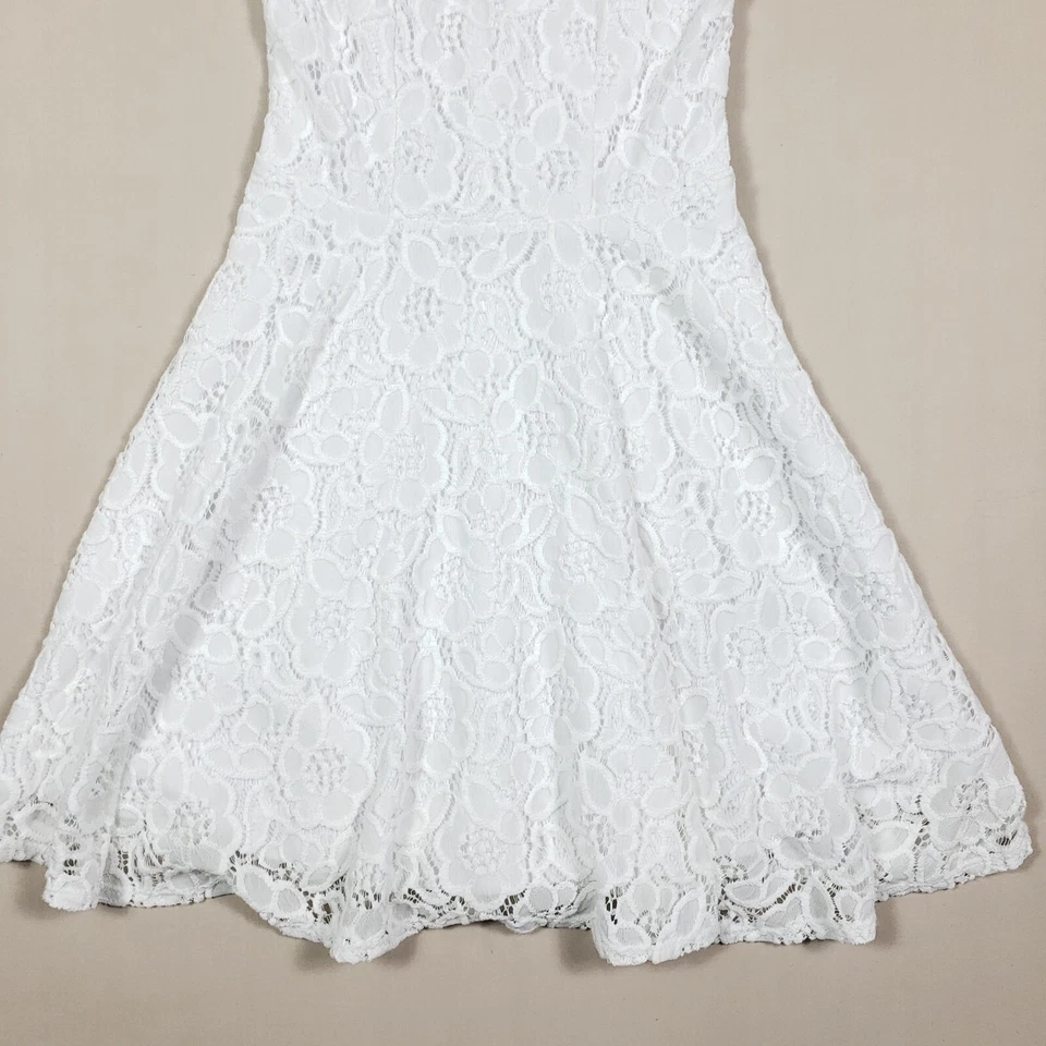 Винтажный город треугольники платье женщин Junior 1 белый кружевной оболочка без рукавов мини Y2K - Изображение 4 из 4