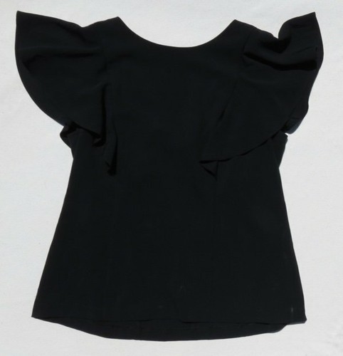 NEW NWD $78 BANANA REPUBLIC Black Lucia Flutter Sleeves Shirt Top US 12 M - Picture 4 of 5