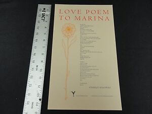 Charles Bukowski Love Poem To Marina Broadside 1973 Black Sparrow Press Ebay