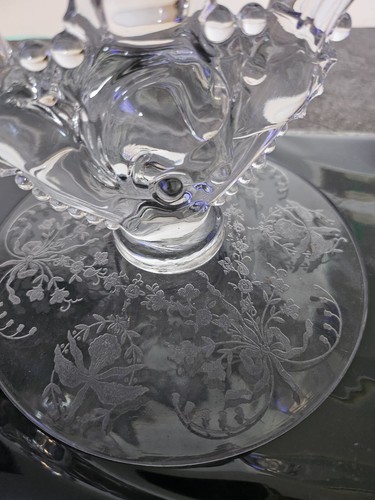 HEISEY WAVERLY CANDLE HOLDERS 2-LITE ORCHID ETCHING - Picture 3 of 5