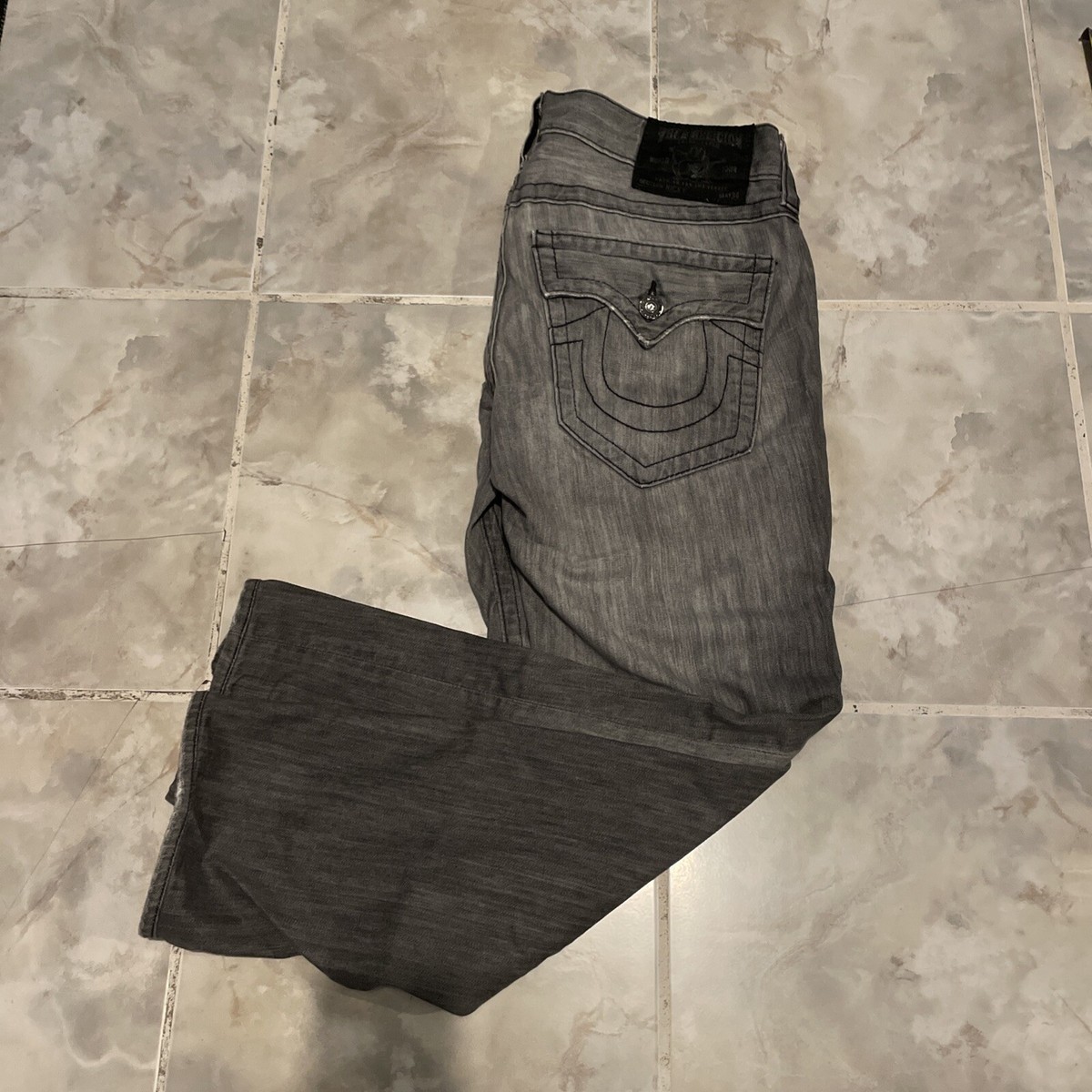 True Religion Mens Straight Natural Black Straight Super T Jeans
