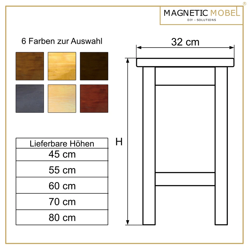 Hocker Massivholz Hocker Stuhl Buche Barhocker Küchenhocker aus Holz - Bild 2 von 3