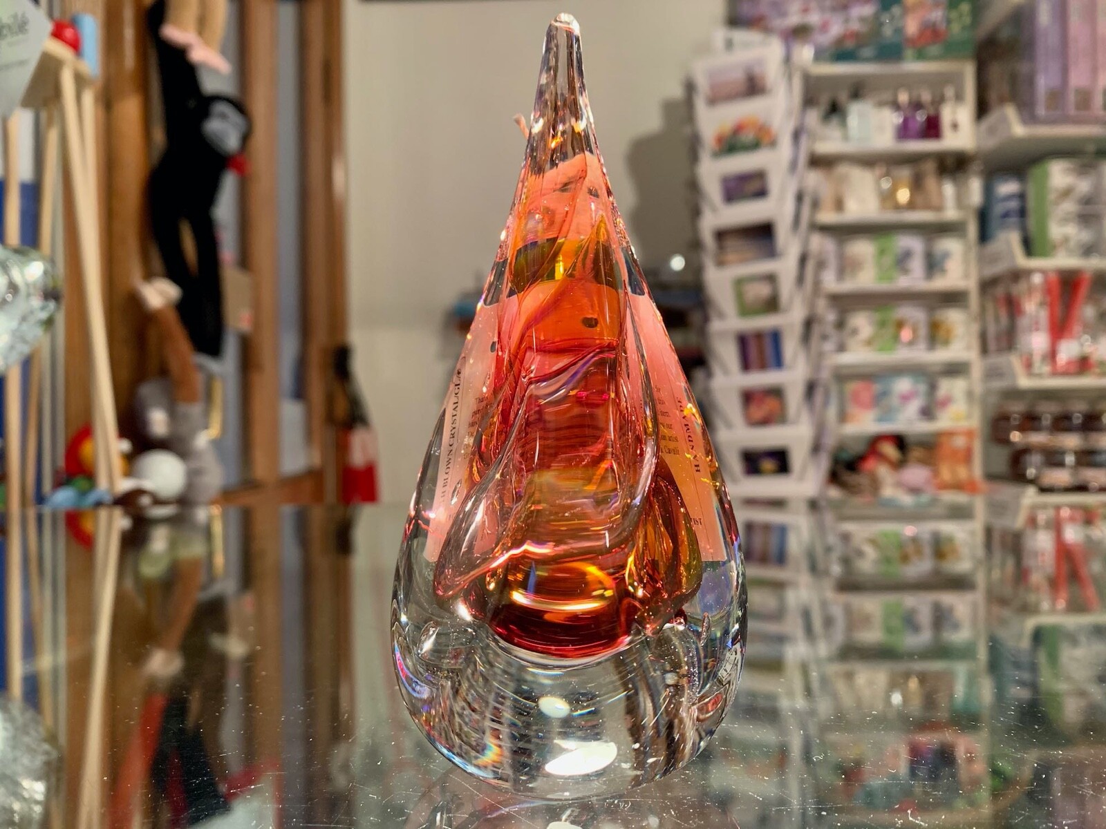 Crystal Glass Trio Paperweight Ruby & Gold - Nobilé Glassware