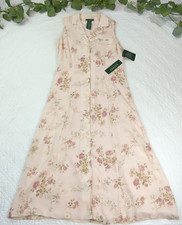 NWT Lauren Ralph Lauren Petite L Womens 100% Silk Martha's Vineyard Long Dress