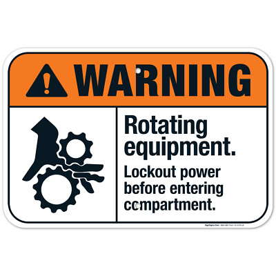 Rotating Equipment Lockout Power Before Entering Compartment  ANSI Warning