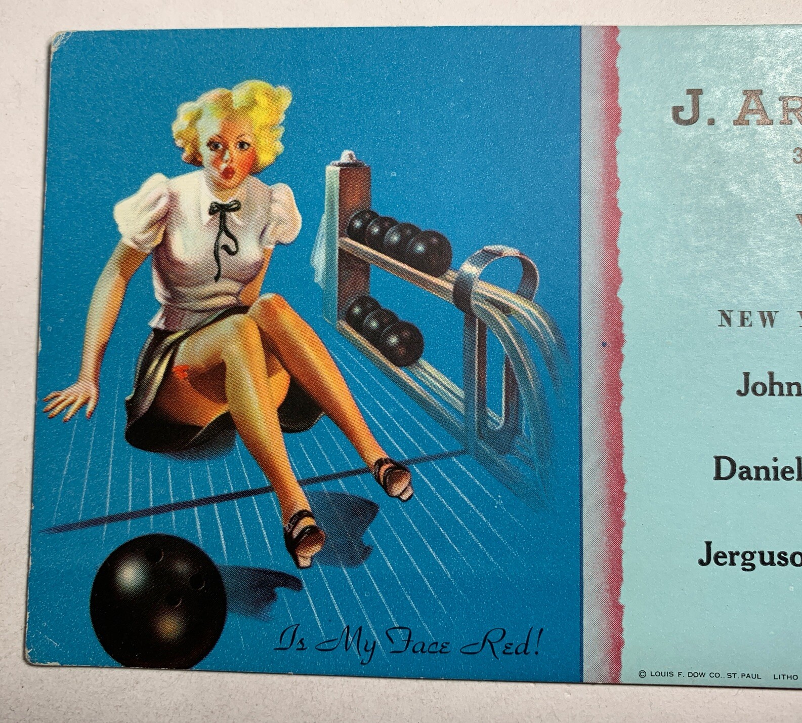 Ink Blotter Pin Up Bowling Girl Moore Somerville Massachusetts Elvgren