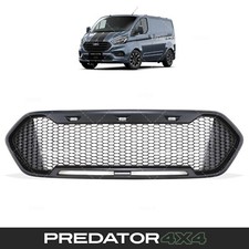 MATTE BLACK MESH GRILLE WITH LED LIGHTS FOR FORD TRANSIT CUSTOM SWB LWB 18-22