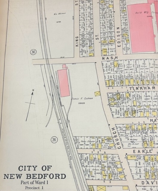 1911 NEW BEDFORD, MA. COLLETTE to BELLEVILLE Rd & KING St to ACUSH Av