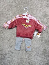 Wonder Woman Baby Bodysuit 3-Piece Set 0-3 Month Sweatshirt Jumper Pants NWT 24