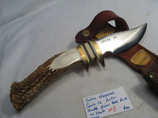 Custom WEBSTER SANTE FE Antler Handle Fixed Blade Knife w/ Sheath.  #8