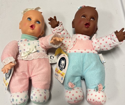 Lot 2 Vintage 1998 Toy Biz Gerber Head Baby Girl Doll Mixed Lot-Blue & Brown Eye - Picture 2 of 13