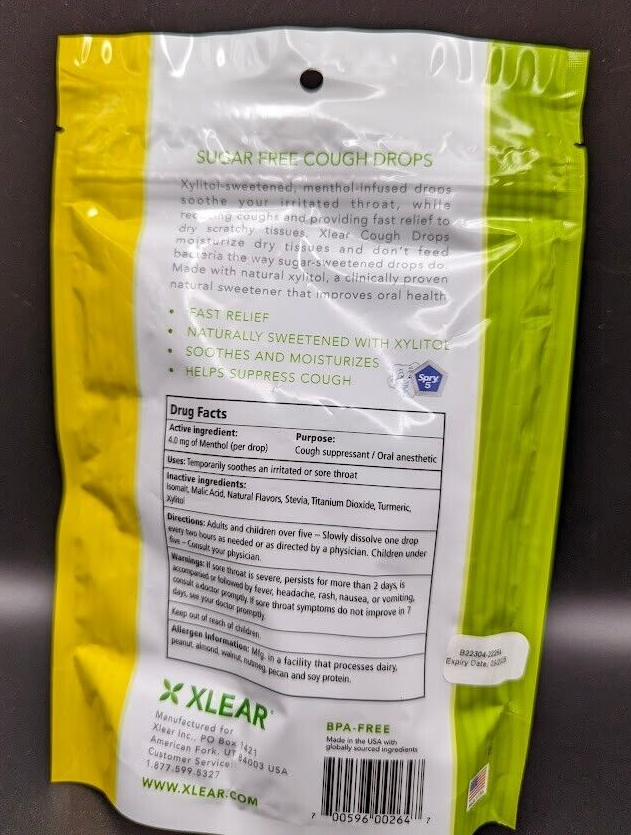 XLEAR Cough Drops Honey Lemon 30 Count Natural Sugar Free Xylitol Exp 9/25 eBay
