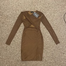 pretty little thing brown bodycon dress
