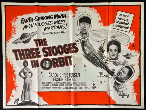 Three Stooges in Orbit Original Quad Movie Poster Moe Howard 1962 - Picture 1 of 7