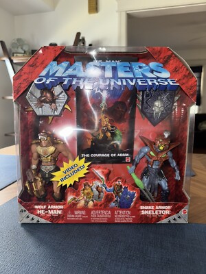 Mattel MOTU 200x Wolf Armor He-Man vs Snake Armor Skeletor w/ VHS SEALED MINT