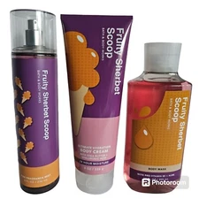 Bath and Body Works Fruity Sherbet Scoop Full Size Mist Body Cream Body Wash NEW