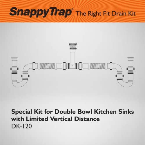Snappy Trap Special Kit for Double Kitchen Sinks with Limited Vertical