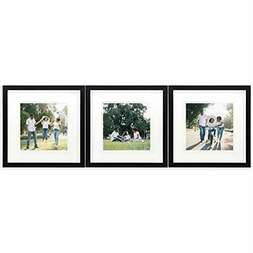Set of 3 12x12 Wood Picture Frame Collection with Mat & Real Glass for 8x8 Photo - Picture 1 of 6