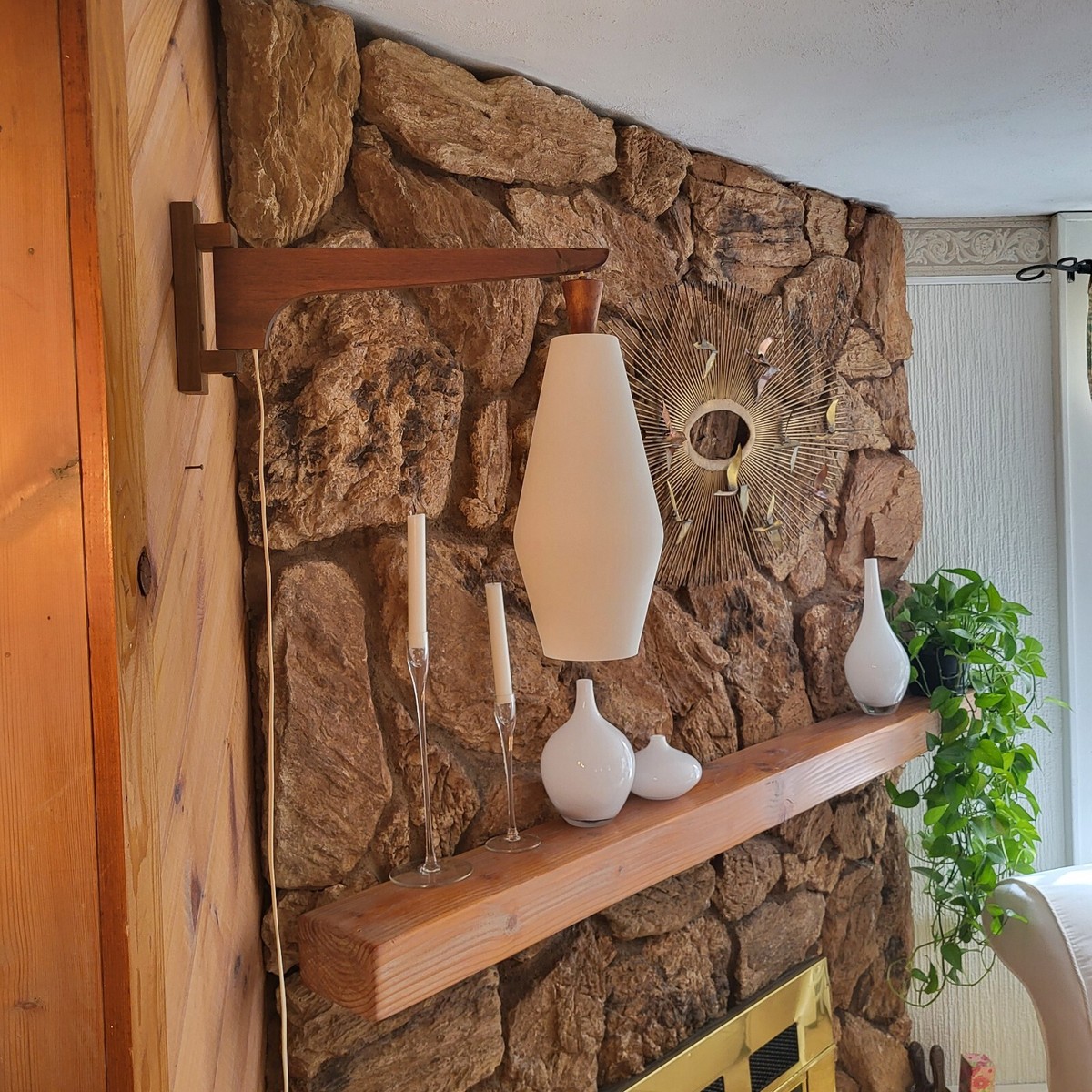 Vtg Mid-Century Modern Danish Swing Arm Frosted Lantern Wall Vtg Mid-Century Modern Danish Swing Arm Frosted Lantern Wall