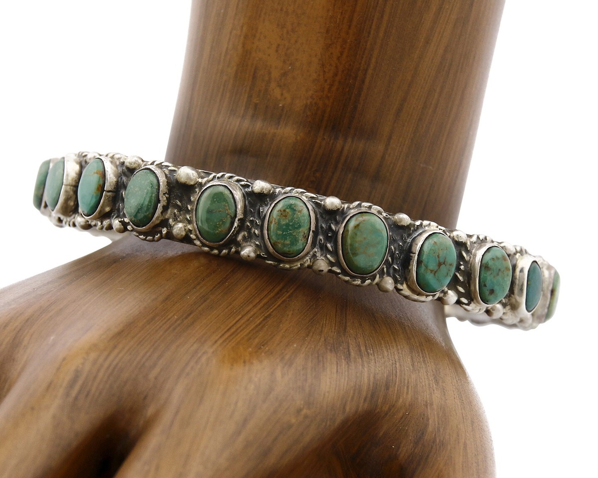 Navajo Bangle Bracelet .925 Silver Natural Royston Turquoise