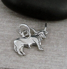 Silver Longhorn Bull Charm - Cattle Rancher Charm - Cowboy Farmer Charm Jewelry