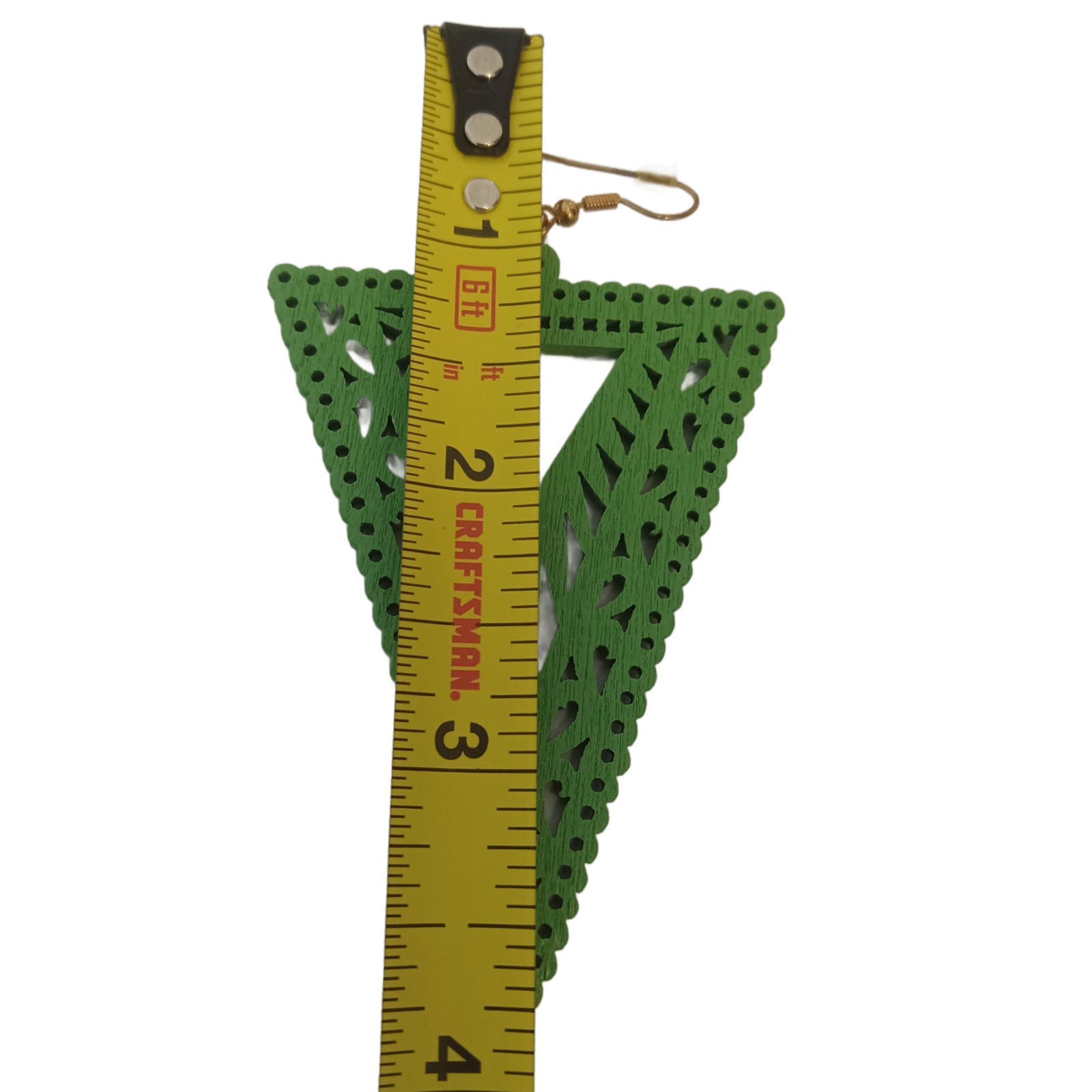 Dangle Drop Triangle Earrings Green Fishhook Clos… - image 3