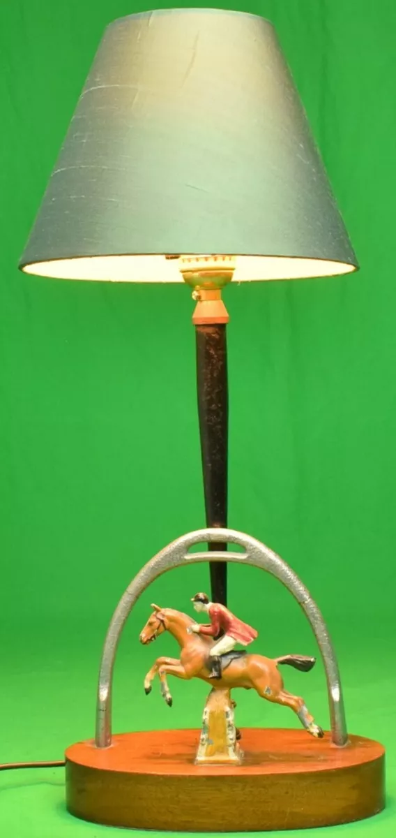 Austrian Bronze Fox Hunter Horseshoe Table Lamp eBay