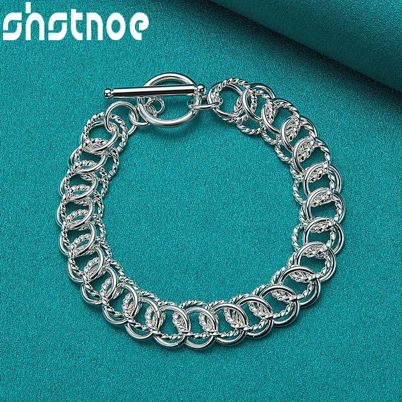 925 Sterling Silver Bracelets Double Row Chain Bracelet Women Men Fine Jewelry