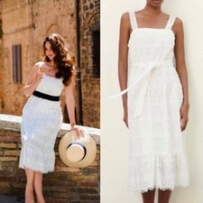 Zara TEXTURED FABRIC MIDI DRESS White Size S New