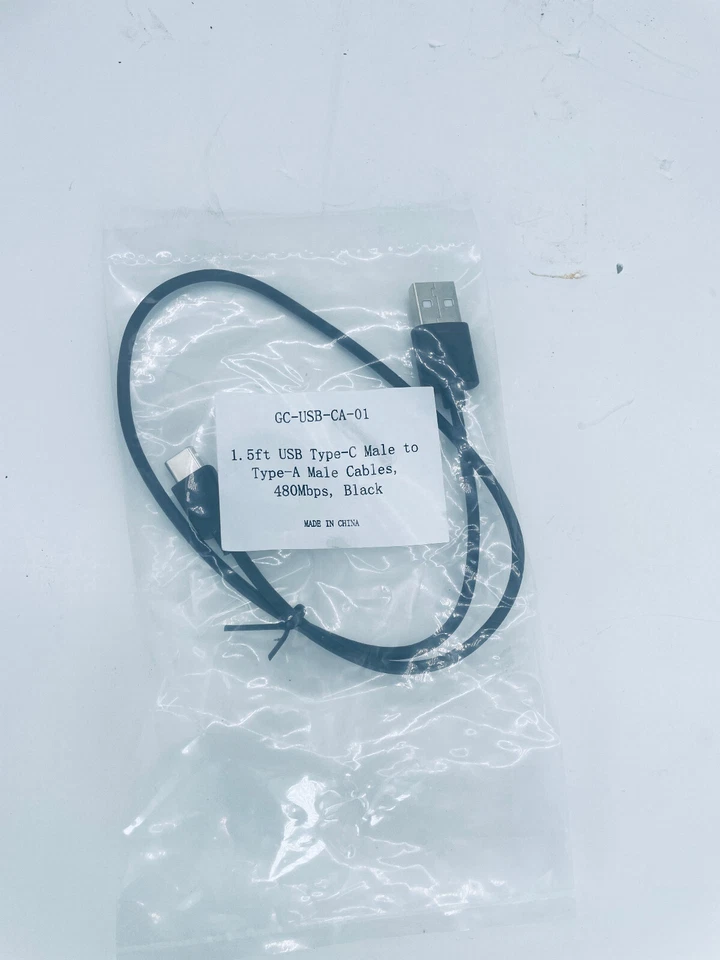 Lot 10 18" inches 1.5 foot USB Type-C Male to Type-A Male Cable 480Mbps Black - Image 3 of 3