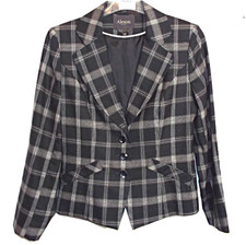 NEW ALEXON🌺 100% WOOL BLACK & GREY SHORT SMART JACKET🌺SIZE 12    # 20