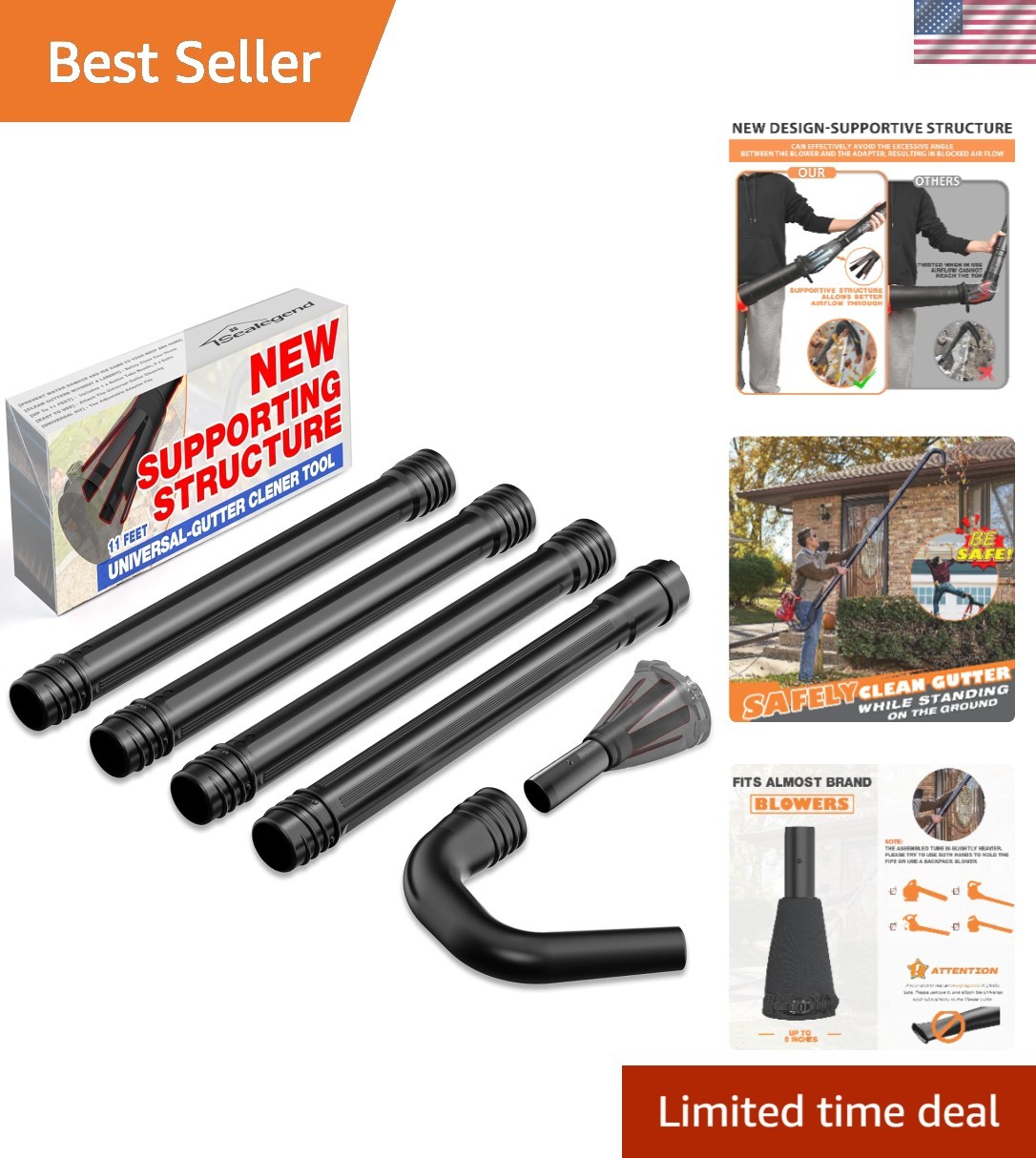 Gutter Attachment With 11ft  - Clean Safely From The Ground