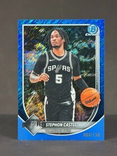 Stephon Castle 2025-26 Bowman Chrome NBA Blue Shimmer /150 Refractor Spurs