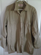 Men's - Dickies - Khaki - Casual - Button-Up - Work Shirt - 18 / 18.5 x 34/35