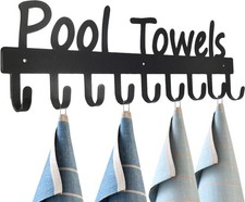 GreatMH Black Pool Towel Rack Outdoor for Hooks