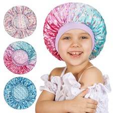 Kids Satin Bonnets for Sleeping - Soft Wide Band Caps for Curly Hair, 3 Pcs