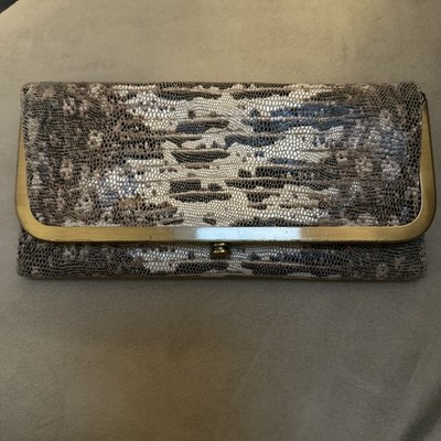 HOBO Rachel Continental Trifold Python Snakeskin Print Leather Wallet