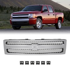 Fit For 2007-2013 Silverado 1500 Chrome Shell W Black Insert Front Grille Grill