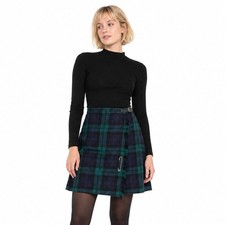 Vintage Laird Portch Scotland Blue Green Kilt 100 Wool Womens Size 0 Waist 24