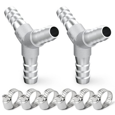 TAISHER 2PCS 304 Stainless Steel 3/8'' x x x 3/8''(Y Shape), Silver 