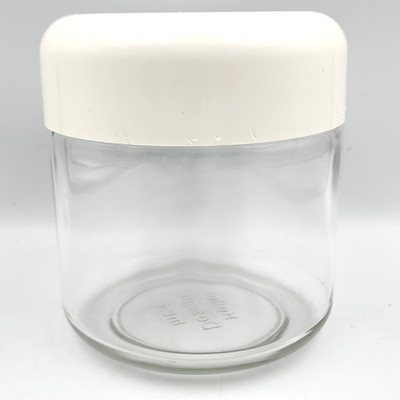 Ol' Heller Designs Inc Glass Canister Jar White Twist Lid 5.5'' Vintage - Read