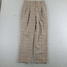 Pendleton Pants Womens 10 Beige Pink Houndstooth Virgin Wool Lined Made USA VTG
